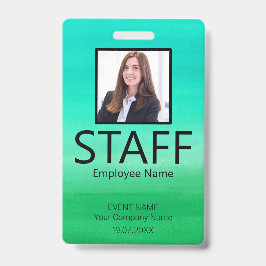 Crachá Verde de Evento de Código de Barras de Func