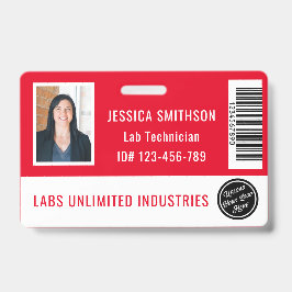 Crachá Vermelho de ID de Foto Escolar ou Empresari