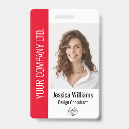 Crachá Vermelho de ID Personalizado para Funcionár