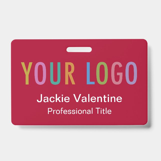 Crachá vermelho escuro com rolo de clipe de logoti (Frente)