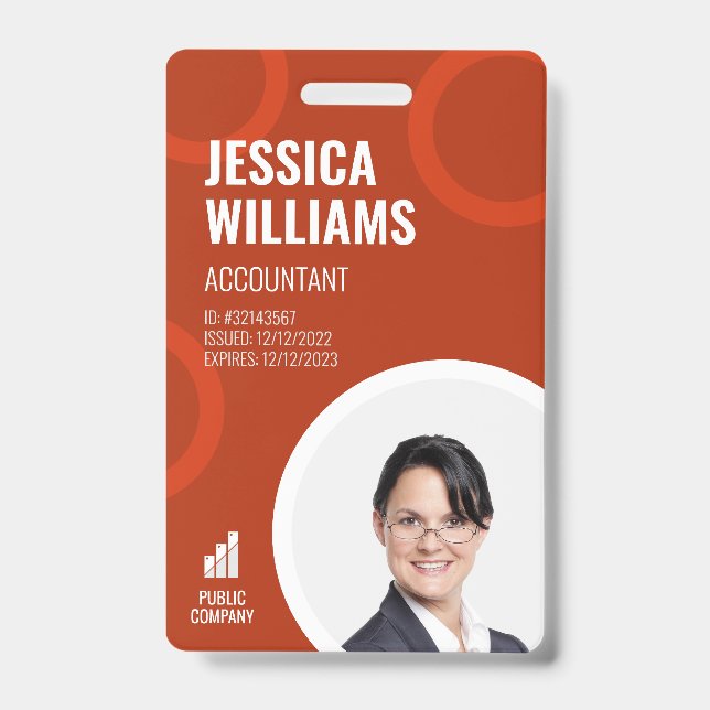 Crachá Vermelho Moderno do Cartão ID do Funcionári (Frente)