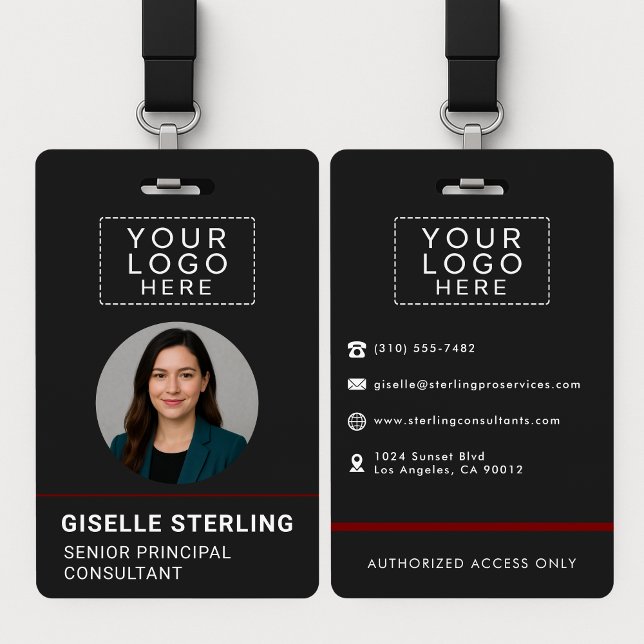 Crachá Vermelho Nome da Empresa Personalizado com  (Criador carregado)