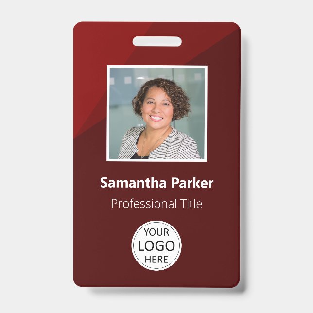 Crachá Vermelho Personalizado para Funcionário - F (Frente)