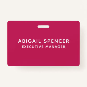 Crachá Vermelho Rosa Clássico Simples Moderno