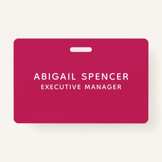 Crachá Vermelho Rosa Clássico Simples Moderno (Frente)