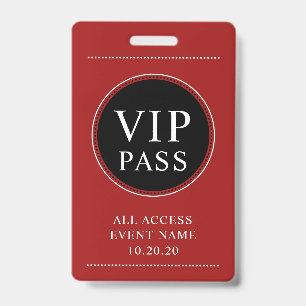 Crachá Vermelho VIP All Access