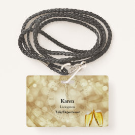 Crachá Véspera de Ano Novo com óculos de champanhe