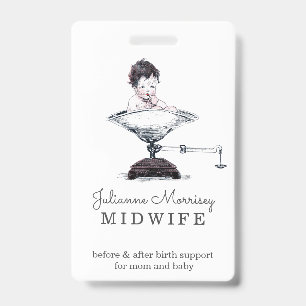 Crachá Vintage Baby On Scale Midwest Doula