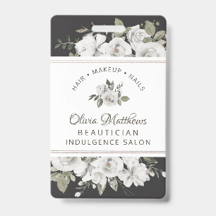 Crachá Vintage Cherish Floral Branco & Negócios Dourado R