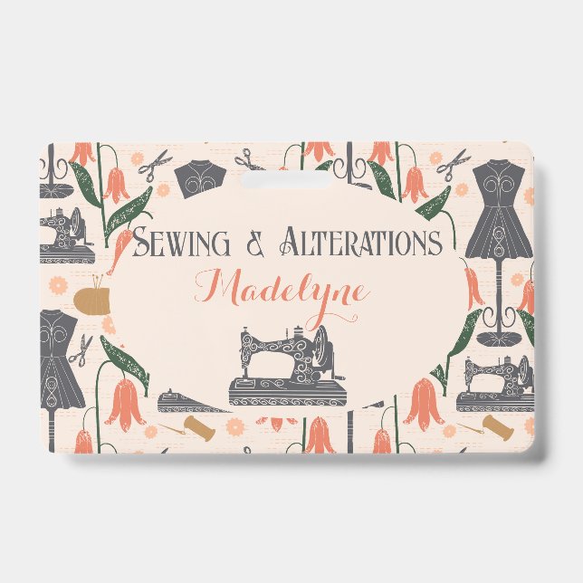 Crachá Vintage Sewing Machine Seamstress Tailor (Frente)