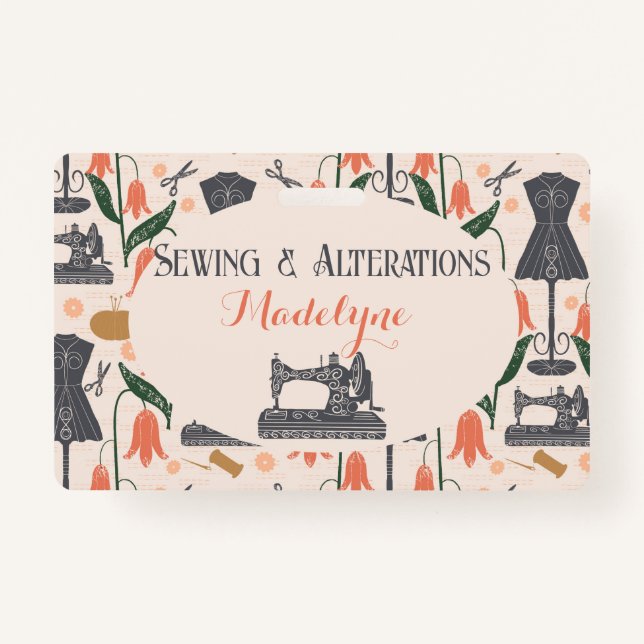 Crachá Vintage Sewing Machine Seamstress Tailor (Frente)