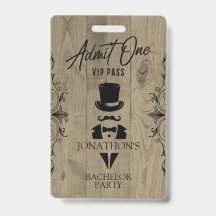 Crachá Vintage Tuxedo VIP do Partido do Solteiro