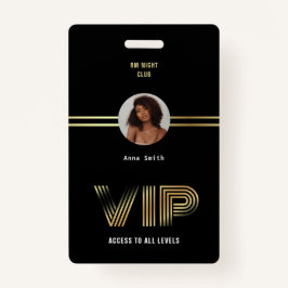 Crachá VIP Access Member Gold Foil Nighclub