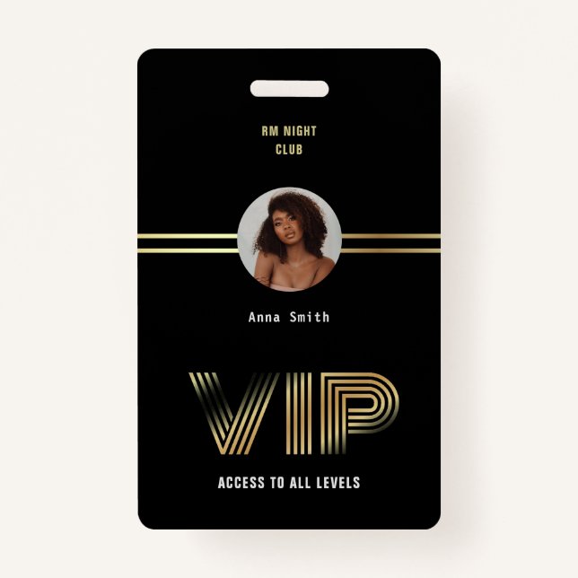 Crachá VIP Access Member Gold Foil Nighclub (Frente)