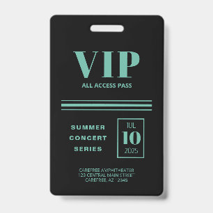 Crachá VIP Acesso Total Preto Turquesa