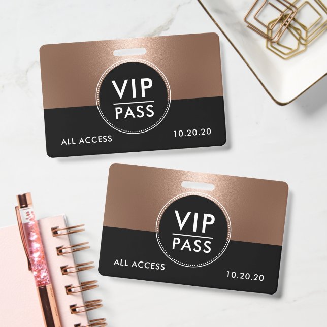 Crachá VIP All Access Event Metallic Rose Gold (Office)