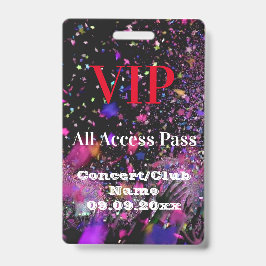 Crachá VIP All Access Name Concert Party Red 