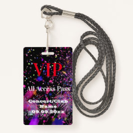 Crachá VIP All Access Name Concert Party Red