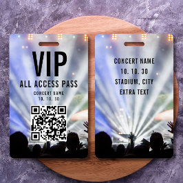 Crachá VIP All Access Pass QR Code Concert