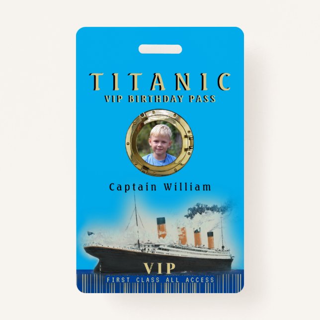Crachá VIP All Access Titanic Birthday (Frente)