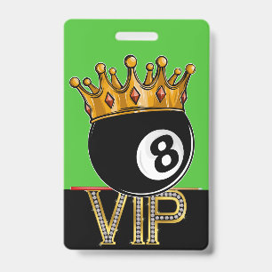 Crachá VIP Bilhar - Distintivo de Cordão de Snooker