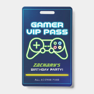 Crachá VIP da Festa de Arcade de Video Game Neon