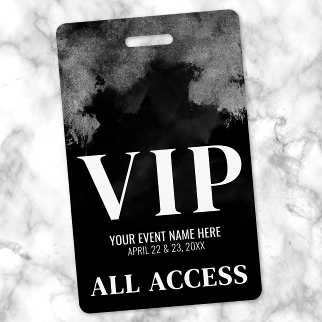 Crachá VIP de Evento Branco Negro (Black White Event VIP Badge)