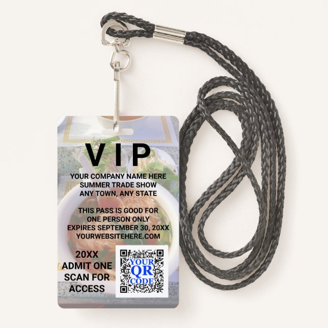 Crachá VIP de Evento de Promo Legal de Foto de Código QR  (Frente com cordão)