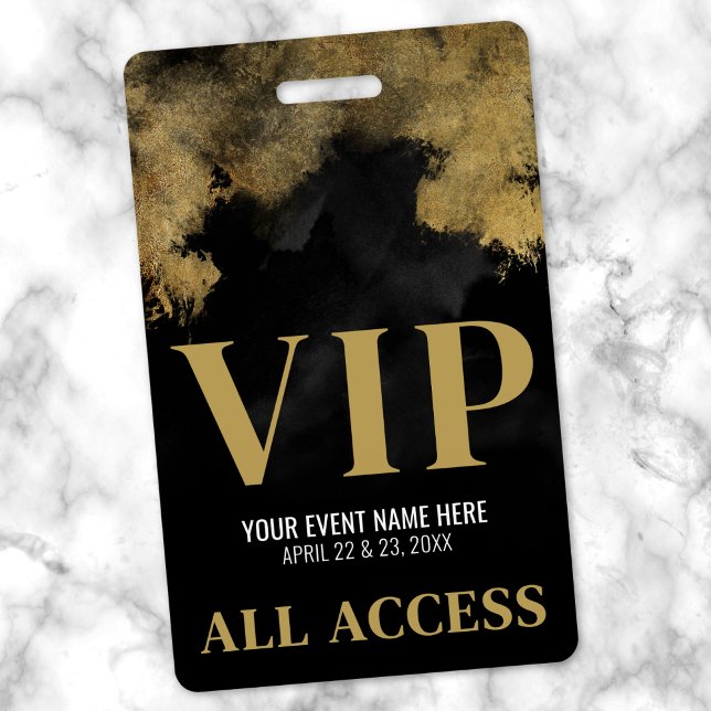 Crachá VIP de evento Dourado preto (Black Gold Event VIP Badge)