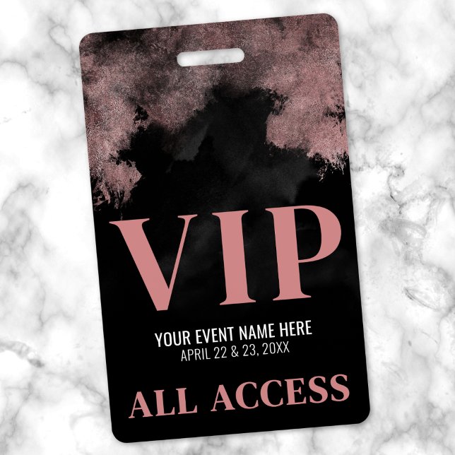 Crachá VIP de Evento Rosa Preto (Black Pink Event VIP Badge)