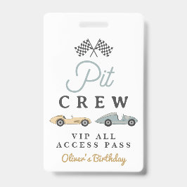 Crachá VIP de Festa de aniversário de Carros de Raça MAVE