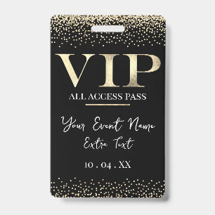 Crachá VIP Dourado em Evento ou Festa Preta