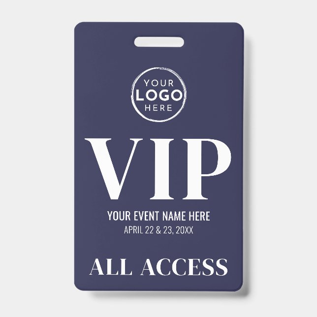 Crachá VIP Logo Navy Blue All Access Event (Frente)