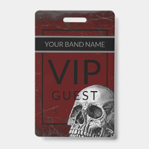 Crachá VIP Nome Personalizado Caveira de Rock Pass
