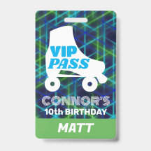 VIP Party Pass Boy Roller Sking Birthday Lanyard