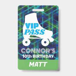 Crachá VIP Party Pass Boy Roller Sking Birthday Lanyard