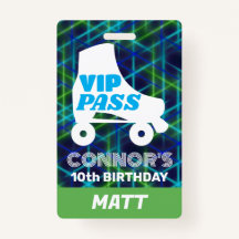 VIP Party Pass Boy Roller Sking Birthday Lanyard