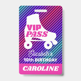 Crachá VIP Party Pass Girl Roller Sking Lanyard