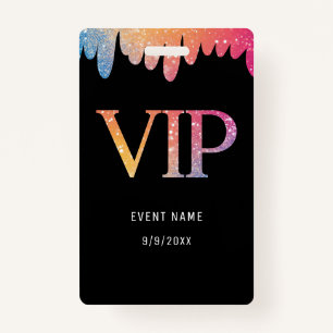 Crachá VIP Pass Black Modern Glitter