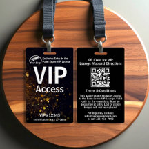 Crachá VIP Pass | Código e logotipo QR de boque pr