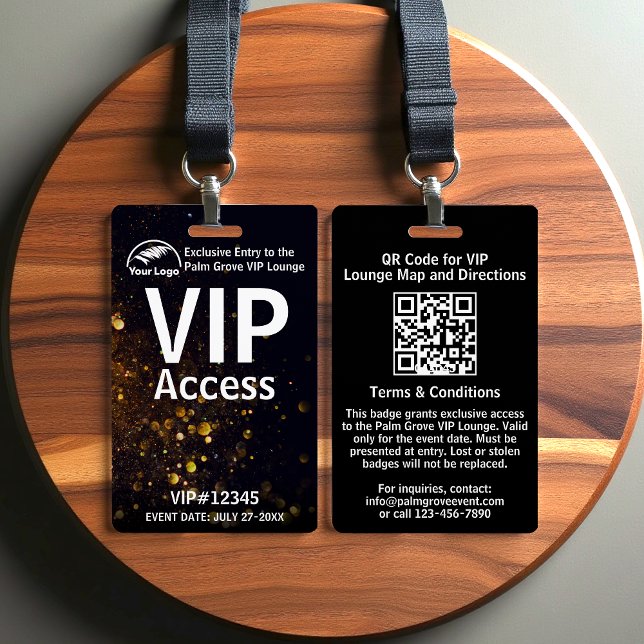 Crachá VIP Pass | Código e logotipo QR de boque pr (Criador carregado)