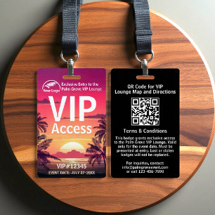 Crachá VIP Pass Código e logotipo QR para grupos