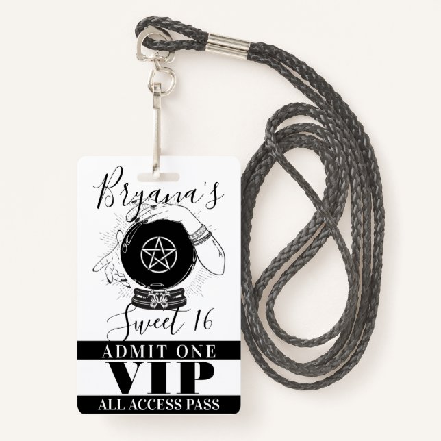 Crachá VIP Pass do partido Magistral Crystal Ball Fortune (Frente com cordão)