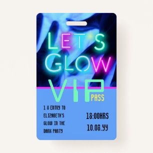 Crachá VIP Pass Glow Na IDEA DE CONVITE ÚNICO DE PARTE Es