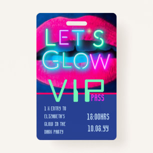 Crachá VIP Pass Glow Na IDEA DE CONVITE ÚNICO DE PARTE Es