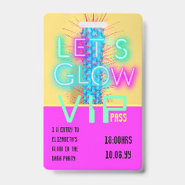 Crachá VIP Pass Glow Na IDEA DE CONVITE ÚNICO DE PARTE Es