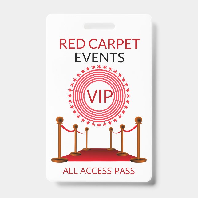 Crachá VIP Pass Red Carpet (Frente)