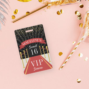 Crachá VIP Personalizado de Tapete Vermelho Doce Dezessei