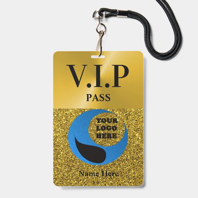Crachá VIP Personalizado Laminado Com Cordão (Frente com cordão)