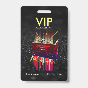 Crachá VIP Personalizado Preto com Brilho para Eve